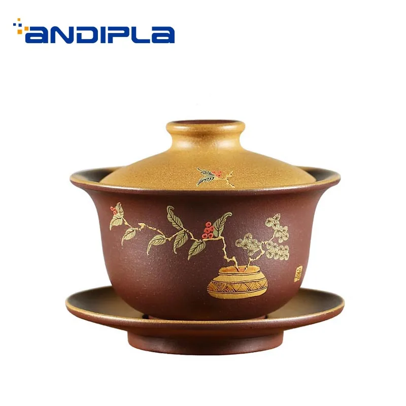 170 мл Yixing фиолетовая глина Gaiwan Boutique Chinese чайный набор кунг фу Zisha Tea Tureen посуда для