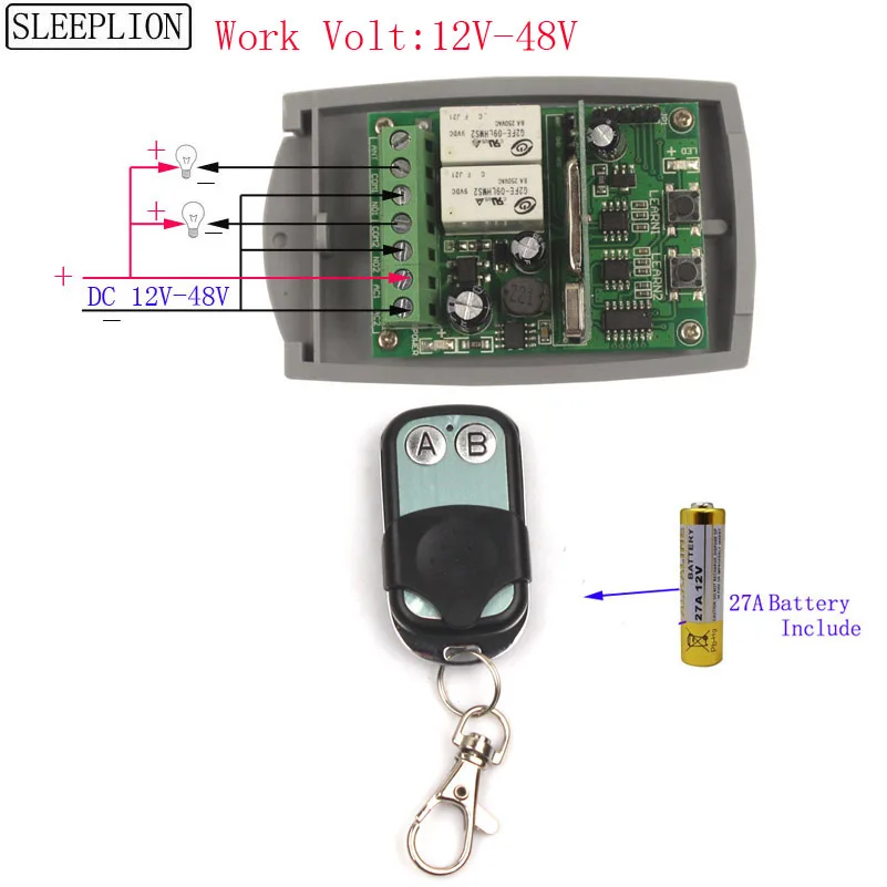12V 24V 2CH RF Wireless Remote Control System Teleswitch 123 Transmitter Receiver 36V 12-48V Gate Door Remote ON OFF (1)