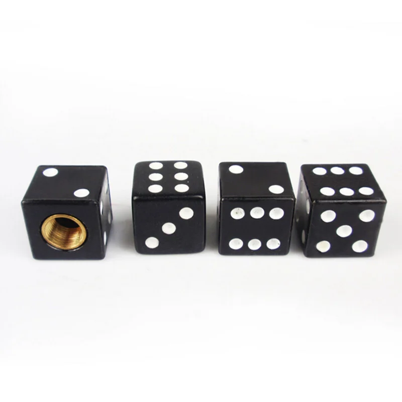 

4PCS Black Car Trunk Bike Bicycle Wheel Rims Accessories Dice Valve Caps Tire Air Valve Stem Caps