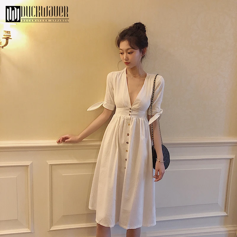 Duckwaver Sexy white women summer dress 2019 v neck ruffle cotton lace dress Vintage holiday beach short female vestidos
Duckwaver Sexy white women summer dress 2019 v neck ruffle cotton lace dress Vintage holiday beach short female vestidos