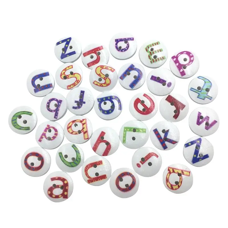 100pcs 15MM 26 Letters Candy Color Thin Edge Mixed Loading Assorted Color Wooden Buttons (Random Color)
100pcs 15MM 26 Letters Candy Color Thin Edge Mixed Loading Assorted Color Wooden Buttons (Random Color)