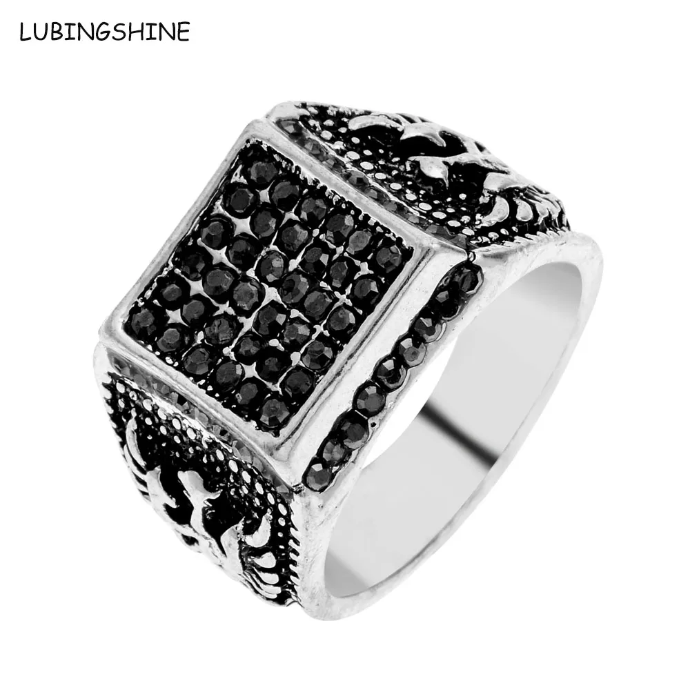LUBINGSHINE Brand Jewelry Square Sports Rings With Black Stone Antique Silver Color Crystal Ring For Men Male Finger Jewellery
LUBINGSHINE Brand Jewelry Square Sports Rings With Black Stone Antique Silver Color Crystal Ring For Men Male Finger Jewellery