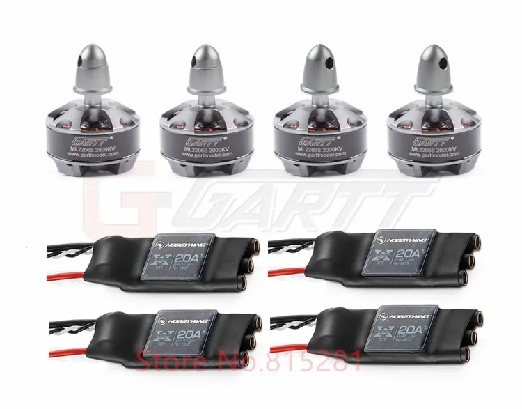 

GARTT CW CCW ML 2206 S 2000KV Brushless Motor+4pcs XRotor 20A OPTO Brushless ESC For QAV 210 250 300 Quadcopter Multicopter