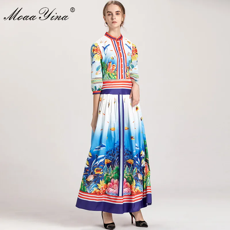 MoaaYina Fashion Designer Runway Dress Autumn Women Stand collar Lantern Sleeve Ocean World Floral Print Pearl Button Maxi Dress
MoaaYina Fashion Designer Runway Dress Autumn Women Stand collar Lantern Sleeve Ocean World Floral Print Pearl Button Maxi Dress