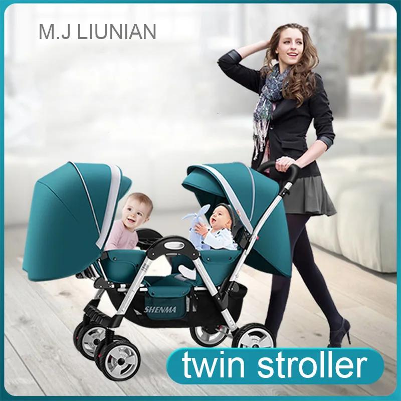

NEW baby stroller twins trolley face to face high landscape infant cart can lying can sit multifunction 2 in 1 M.J LIUNIAN