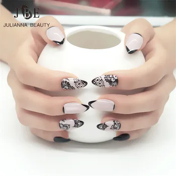 New 24Pcs/Box Black Lace Design Stiletto False Nails With Free Gule Acrylic Nail Tips UV Long Artificial Fake Nails Fuax Ongles
New 24Pcs/Box Black Lace Design Stiletto False Nails With Free Gule Acrylic Nail Tips UV Long Artificial Fake Nails Fuax Ongles