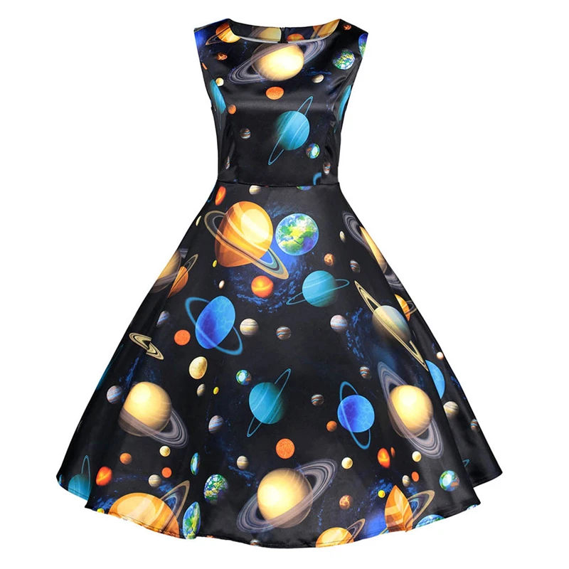 2018 new women's universe space galaxy colorful planets print dress 1950s vintage retro rockabilly dress sundress summer vestido
2018 new women's universe space galaxy colorful planets print dress 1950s vintage retro rockabilly dress sundress summer vestido