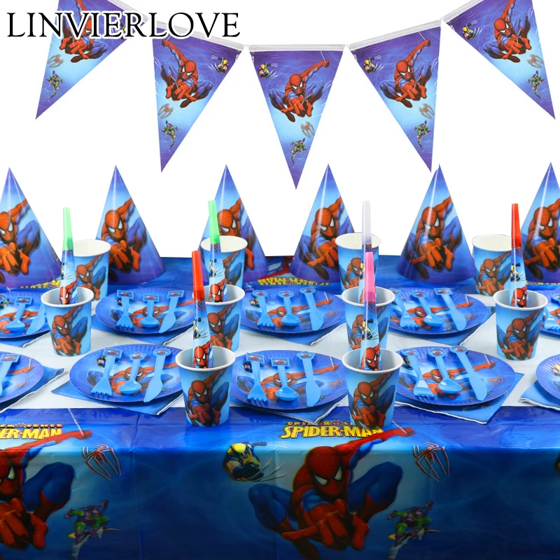 Spiderman Theme Birthday Party Decor Paper Plate Cup Napkin Banner/Flag Candy Box Straw Tableware Set Baby Shower Party Supplies
Spiderman Theme Birthday Party Decor Paper Plate Cup Napkin Banner/Flag Candy Box Straw Tableware Set Baby Shower Party Supplies