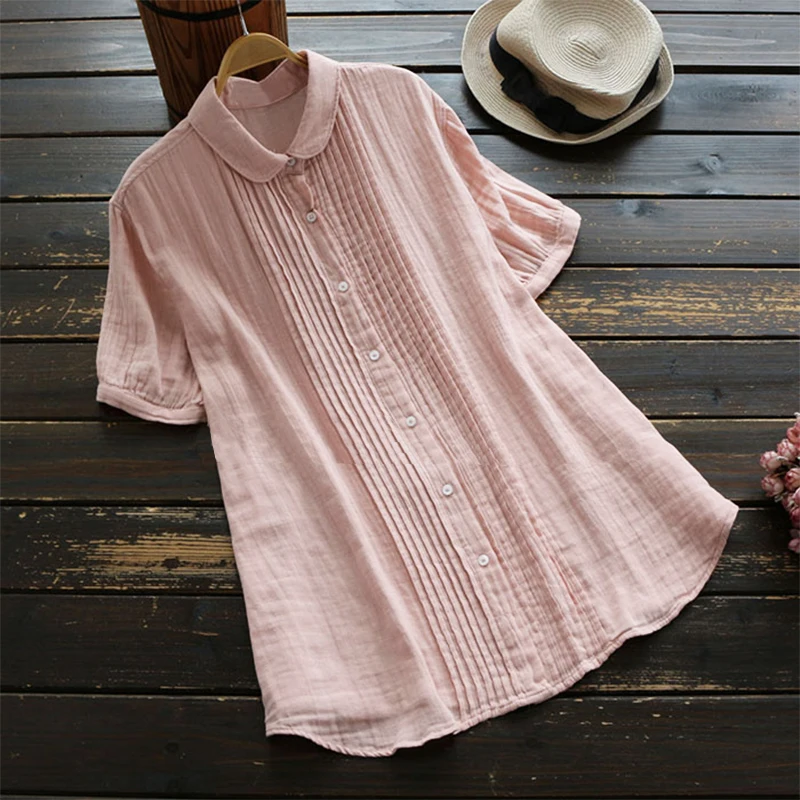 2019 Summer ZANZEA Fashion Pleated Solid Blouse Women Casual Lapel Short Sleeve Elegant Work Office Cotton Linen Loose Shirts
2019 Summer ZANZEA Fashion Pleated Solid Blouse Women Casual Lapel Short Sleeve Elegant Work Office Cotton Linen Loose Shirts