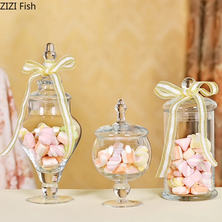 European Style Transparent Glass Candy Jar with Glass Cover Wedding Dessert Display Stand Home Candy Storage Tank
European Style Transparent Glass Candy Jar with Glass Cover Wedding Dessert Display Stand Home Candy Storage Tank