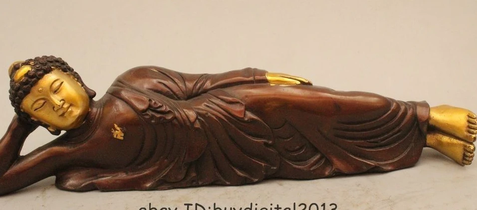 Tibet Buddhism Copper Gild Sleep Shakyamuni Amitabha Buddha Statue Sculpture
Tibet Buddhism Copper Gild Sleep Shakyamuni Amitabha Buddha Statue Sculpture