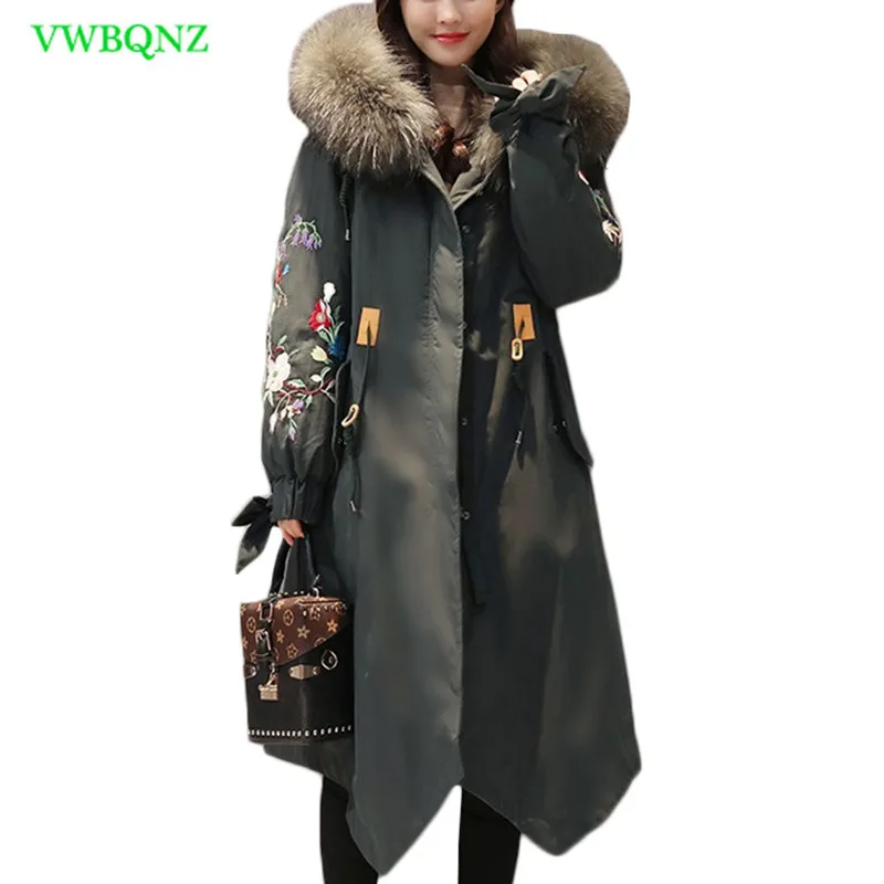 Down cotton coat Women Korean long new winter waist cotton Jacket women's Embroidery Hooded Fur collar coat Jackets Tide A933
Down cotton coat Women Korean long new winter waist cotton Jacket women's Embroidery Hooded Fur collar coat Jackets Tide A933