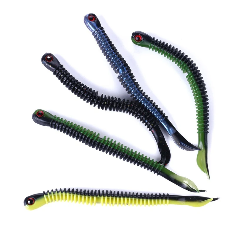 

8pcs Spiral Spring Bait Fishing Lure Aritificial Bait plastic Soft Worm Tail Wobblers 12.4cm 5g Accessory For Fishing