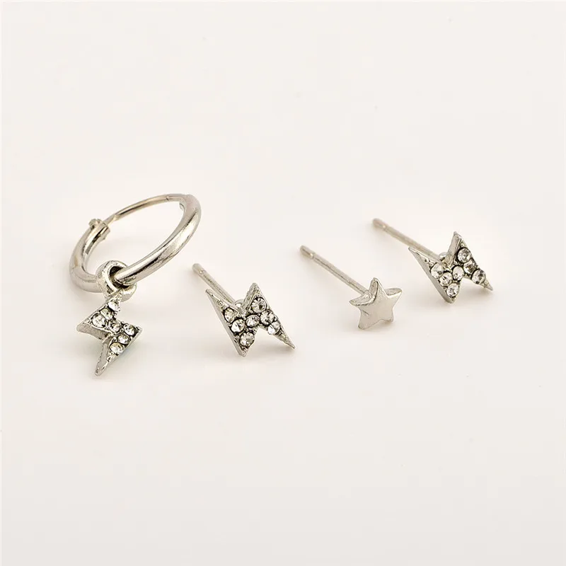 4 Pcs Fashion Popular Earrings Stars Lightning Porous Combination Set StudEarrings Flash Crystal Earrings Ladies Ear JewelryE388
4 Pcs Fashion Popular Earrings Stars Lightning Porous Combination Set StudEarrings Flash Crystal Earrings Ladies Ear JewelryE388