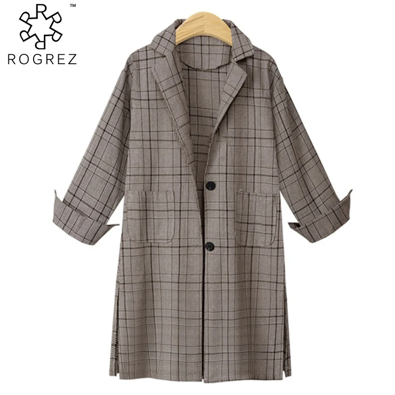 ROGREZ Coffee Grey Elegant High Street Casual Plaid Coat Women Long Sleeve Blend Autumn Winter Cardigan Pocket Long Coats
ROGREZ Coffee Grey Elegant High Street Casual Plaid Coat Women Long Sleeve Blend Autumn Winter Cardigan Pocket Long Coats