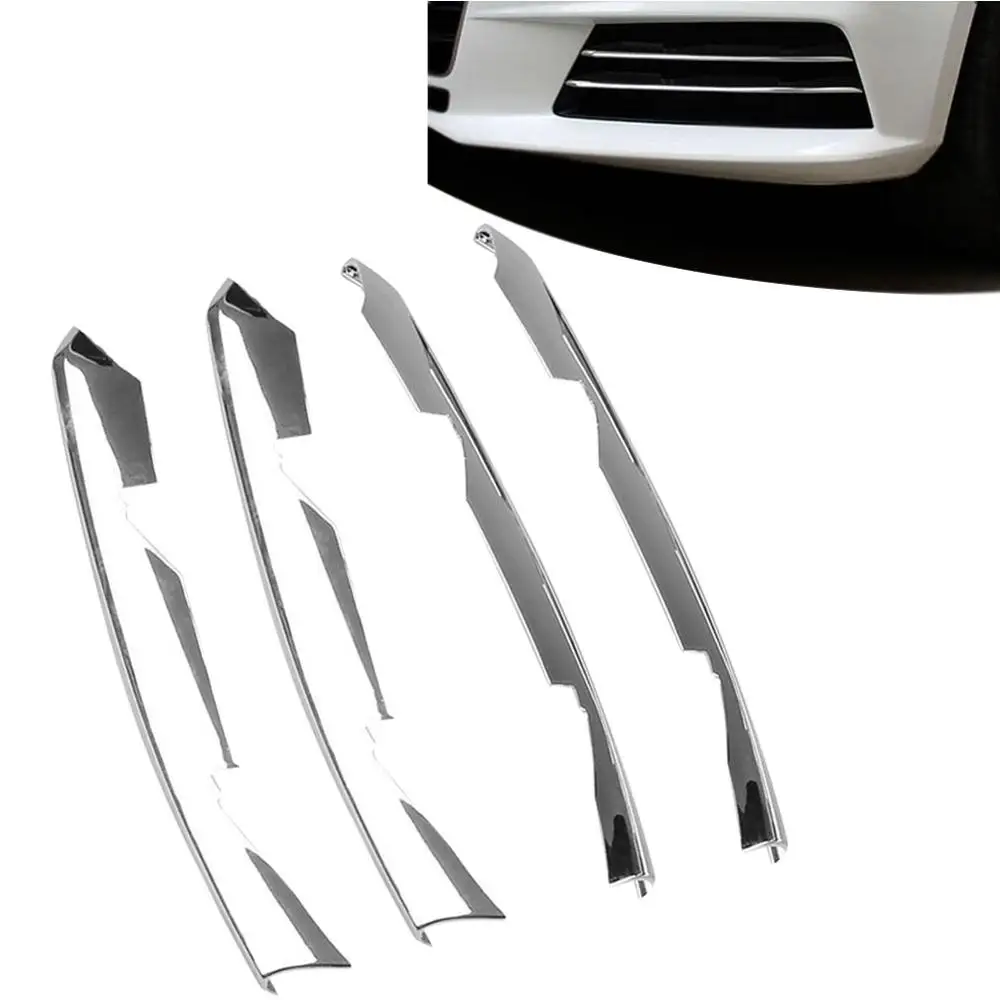 4Pcs ABS Chrome Front Fog Light Lamp Cover Stripe Trim for Audi A4 B9/9L 16-17