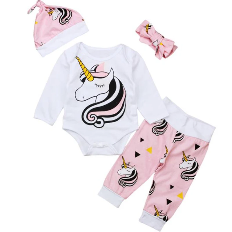Baby Girls Unicorn Romper 4PCS Clothes Sets Newborn Toddler T Shirt Pants Suit Baby Girls Outside Wear Sports Suit Clothing Sets
Baby Girls Unicorn Romper 4PCS Clothes Sets Newborn Toddler T Shirt Pants Suit Baby Girls Outside Wear Sports Suit Clothing Sets