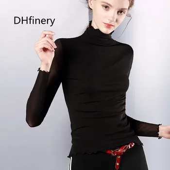 DHfinery turtleneck t shirt women autumn winter long-sleeve Elasticity mesh T-shirt black white green Elegant Tops sg27291
DHfinery turtleneck t shirt women autumn winter long-sleeve Elasticity mesh T-shirt black white green Elegant Tops sg27291