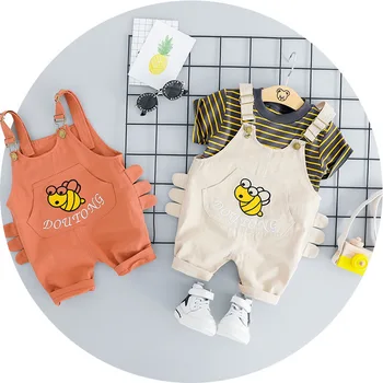 Cute Korean Style Baby Boys Clothes Outfit Cartoon Bee Jumpsuit + Striped T-shirt Children Clothing Set 2019 Summer Casual Wear
Cute Korean Style Baby Boys Clothes Outfit Cartoon Bee Jumpsuit + Striped T-shirt Children Clothing Set 2019 Summer Casual Wear