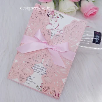 Pink Shimmy Wedding Invitations with Ribbon Customized Laser Cut Invitations Cards for Baby Shower Engagement Graduation 50pc
Pink Shimmy Wedding Invitations with Ribbon Customized Laser Cut Invitations Cards for Baby Shower Engagement Graduation 50pc