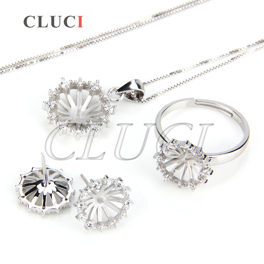 CLUCI women jewelry Round shape 925 sterling silver set fittings, pendant fitting, ring fitting and 1 pair of earring fittings
CLUCI women jewelry Round shape 925 sterling silver set fittings, pendant fitting, ring fitting and 1 pair of earring fittings