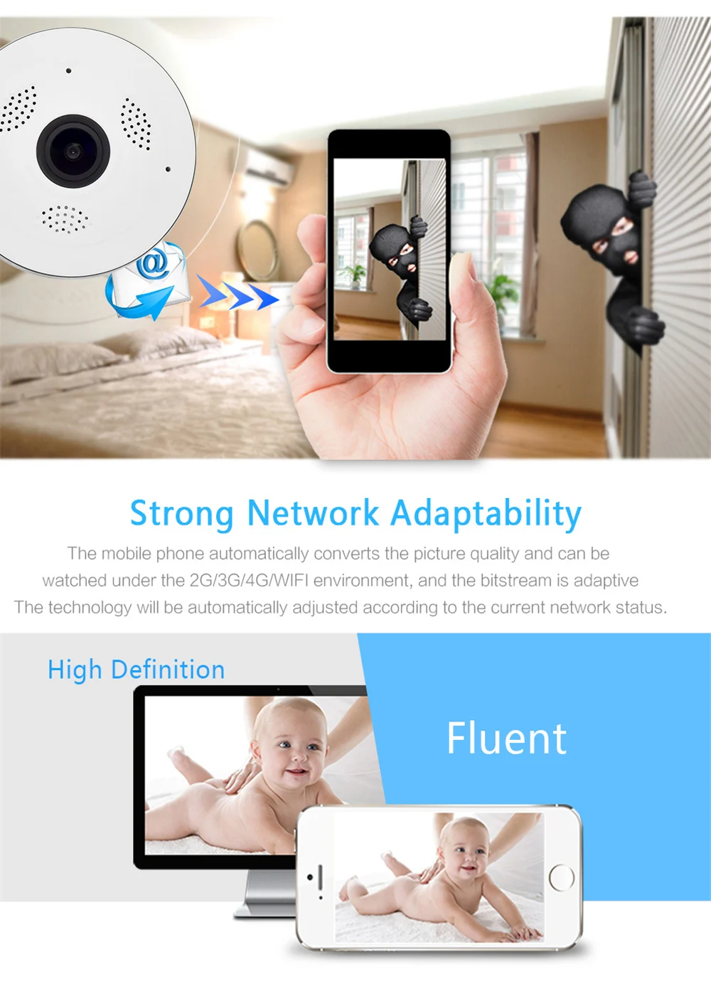HD 960P Wireless VR Panoramic Camera 360 Degree WIFI IP Camera Fisheye CCTV Video Baby Monitor Surveillance Camera Night Vision (5)