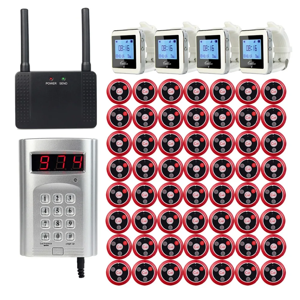 Wireless Pager Calling System 1pcs Keyboard Call Button Transmitter+4pcs Watch Receiver+1pcs Signal Repeater+56pcs Call Button
Wireless Pager Calling System 1pcs Keyboard Call Button Transmitter+4pcs Watch Receiver+1pcs Signal Repeater+56pcs Call Button