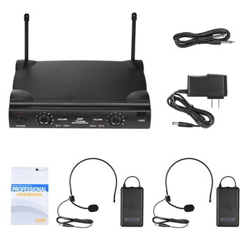 UHF Mic System Dual Channels Wireless Microphone 2 Bodypack Transmitter 2 Headset Microphones 1 Receiver Power Adapter Karaoke
UHF Mic System Dual Channels Wireless Microphone 2 Bodypack Transmitter 2 Headset Microphones 1 Receiver Power Adapter Karaoke