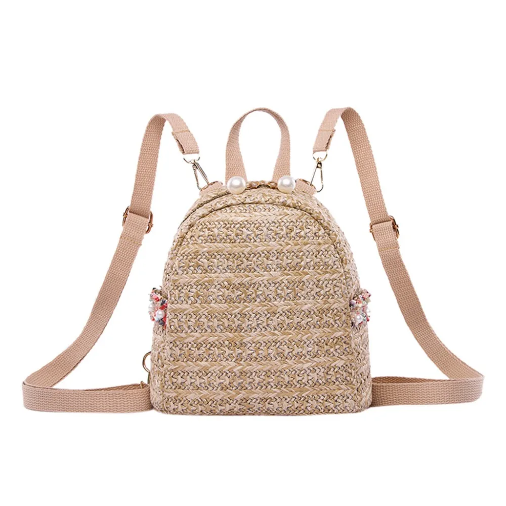 Women's Bag Student Bag Fashion Wild Tide Backpack Lady Pearl Straw Weaving Summer Bohemian Beach Bags Mini Backpack A1
Women's Bag Student Bag Fashion Wild Tide Backpack Lady Pearl Straw Weaving Summer Bohemian Beach Bags Mini Backpack A1