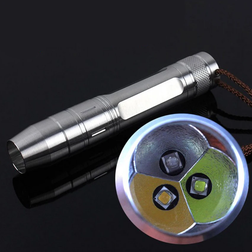 Stainless Steel Mini XPE R5 LED Flashlight Torch 395nm UV Cool white warm white Light 18650 LED Flash Light Jade test
Stainless Steel Mini XPE R5 LED Flashlight Torch 395nm UV Cool white warm white Light 18650 LED Flash Light Jade test