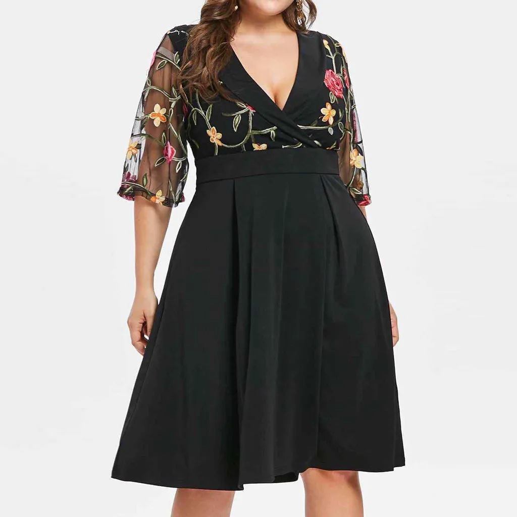 2019 Fashion Sexy Large Size V-neck Sleeves Solid Color Floral Dress Dress Comfortable Summer Dresses Casual Women Dresses
2019 Fashion Sexy Large Size V-neck Sleeves Solid Color Floral Dress Dress Comfortable Summer Dresses Casual Women Dresses