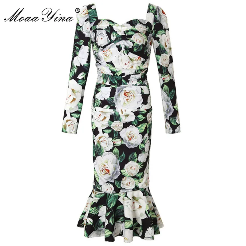 MoaaYina Fashion Designer Runway dress Spring Women Dress Long sleeve Floral-Print Ruched Package buttocks Mermaid Dresses
MoaaYina Fashion Designer Runway dress Spring Women Dress Long sleeve Floral-Print Ruched Package buttocks Mermaid Dresses
