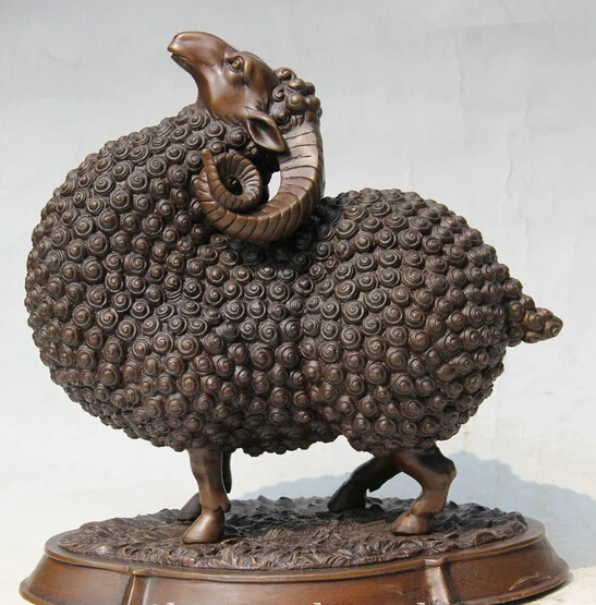 006595 13" Chinese Folk Feng Shui Purple Bronze Zodiac Year Sheep Statue Sculpture
006595 13" Chinese Folk Feng Shui Purple Bronze Zodiac Year Sheep Statue Sculpture