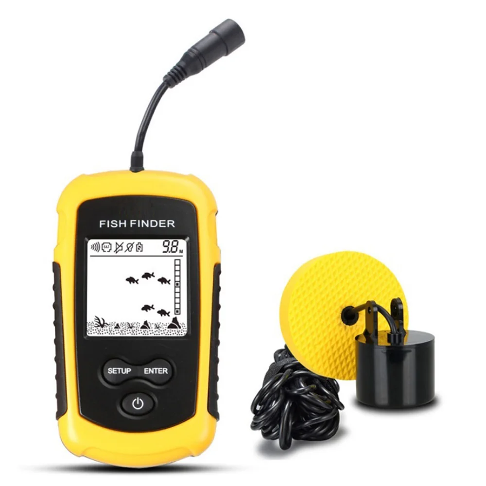 

Portable Sonar Alarm Ultrasonic Sounder Fishing Transducer with LCD Display 7.5m Cable 45 Degrees Fish Finder