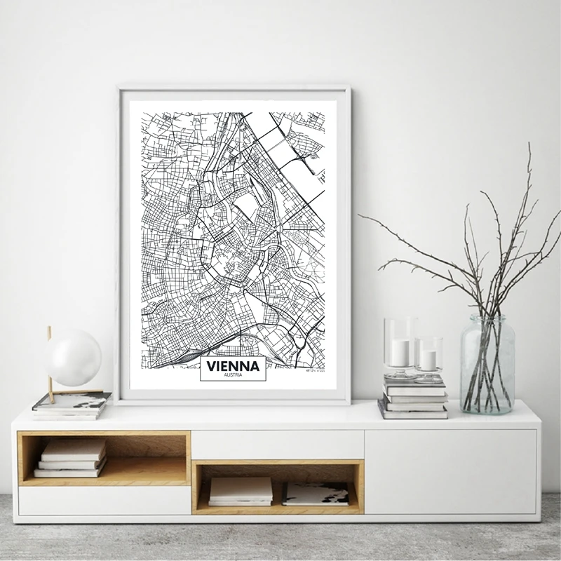 Vienna City Map Poster Canvas Art Prints Modern Minimalist Art Painting Black and White Picture for Living Room Wall Art Decor
Vienna City Map Poster Canvas Art Prints Modern Minimalist Art Painting Black and White Picture for Living Room Wall Art Decor