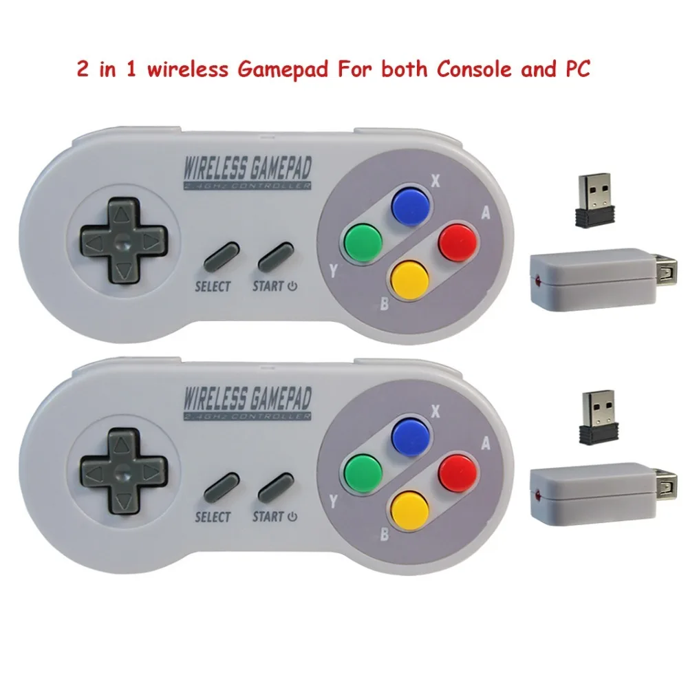 2 Reciever Wireless 2.4G Game Controller Joypad Joystick Controller for SNES for Super Nintendo Classic MINI for PC Windows USB
2 Reciever Wireless 2.4G Game Controller Joypad Joystick Controller for SNES for Super Nintendo Classic MINI for PC Windows USB