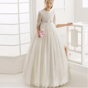 Flower Girl Dress 2019 First Communion Dresses For Girls 1/2 Sleeve Pearls Belt With Flowers Girl Dress Customized
Flower Girl Dress 2019 First Communion Dresses For Girls 1/2 Sleeve Pearls Belt With Flowers Girl Dress Customized