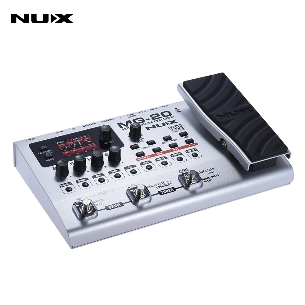NUX MG-20 Multi-functional Guitar Modeling Processor with 60 Effect Models 72 Preset Drum Machine Looper Function EXP/VOL Pedal
NUX MG-20 Multi-functional Guitar Modeling Processor with 60 Effect Models 72 Preset Drum Machine Looper Function EXP/VOL Pedal