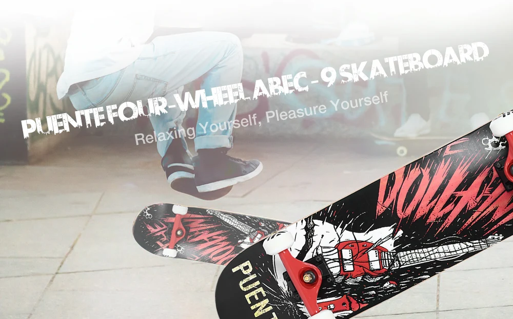 PUENTE 608 ABEC - 9 Adult Four-wheel Double Snubby Maple Skateboard for Entertainment