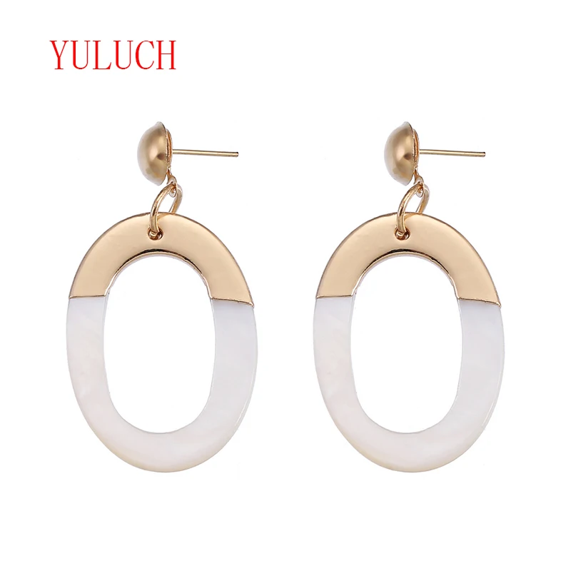 

YULUCH Romantic Beach Style Fashion Women's Jewelry Accessories Zinc Alloy Inlaid Shell Hollow Out Round Ear Studs Popular Gift