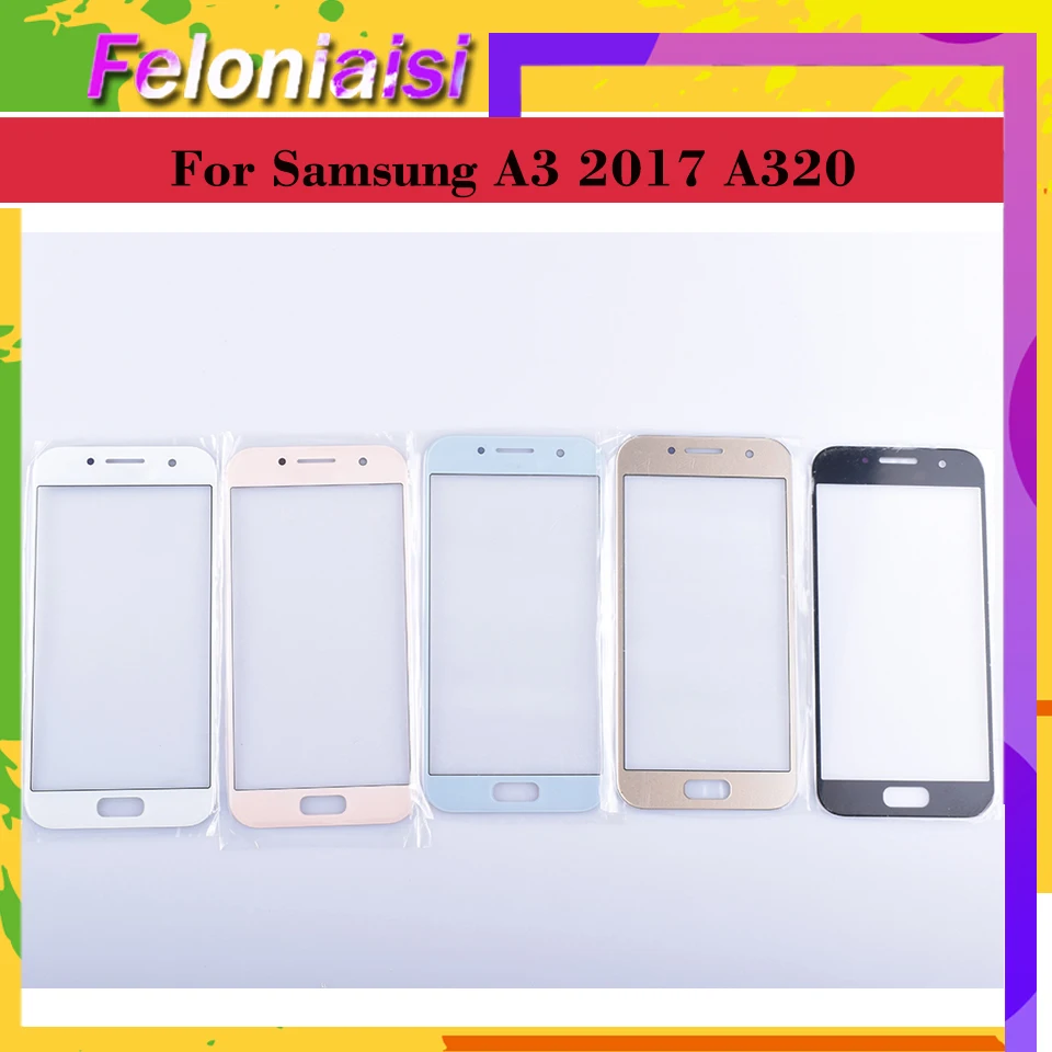 Фото 10 шт./лот для Samsung Galaxy A3 2017 a320 A320F SM-A320F/DS сенсорный экран передняя стеклянная панель