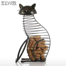Tooarts Metal Cat Figurines Wine Cork Container Modern Style Iron Craft Gift Artificial Animal Mini Home