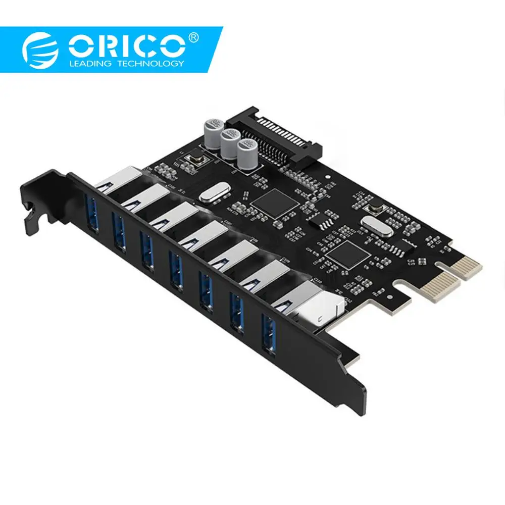 ORICO USB 3.0 7 Port PCI-E Express Card Sata to 15 Pin High Speed Extender Adapter Card Power Connector PVU3-7U-V1
ORICO USB 3.0 7 Port PCI-E Express Card Sata to 15 Pin High Speed Extender Adapter Card Power Connector PVU3-7U-V1