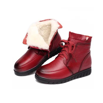 Women's Ankle Boots 2019 Winter Genuine Leather Fur Wool Snow Boots For Woman Winter Shoes Black Ankle Boot Ladies Flat Boot 
Women's Ankle Boots 2019 Winter Genuine Leather Fur Wool Snow Boots For Woman Winter Shoes Black Ankle Boot Ladies Flat Boot