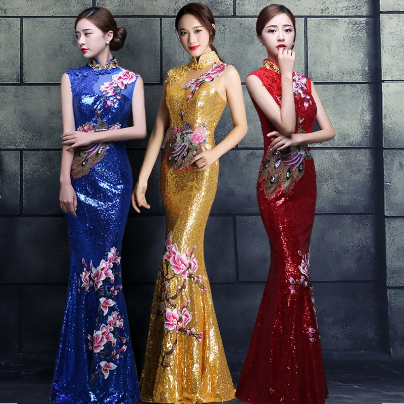 Red Chinese Wedding Dress Female Long Cheongsam Gold Slim Chinese Traditional Dress Women Qipao for Wedding Party embroidery
Red Chinese Wedding Dress Female Long Cheongsam Gold Slim Chinese Traditional Dress Women Qipao for Wedding Party embroidery