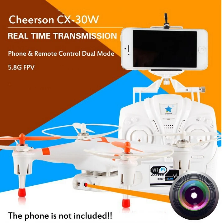 

Cheerson CX-30W 2.4GHz 4CH 6-Axis Gyro WiFi Real Time Video RC FPV Quadcopter Drone with 0.3MP HD Camera VS X5SW MJX X400 X600