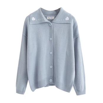 Cute Women Sweater Chic Love Embroidery Cardigans Single Breasted Kawaii Preppy Style Sweater Loose New Ladies Sweater
Cute Women Sweater Chic Love Embroidery Cardigans Single Breasted Kawaii Preppy Style Sweater Loose New Ladies Sweater