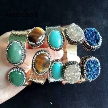 Mix 5Pieces Gold Metal Open Bangles Unisex Nature Stone Bangles Bracelets Women Bijoux Femme Could Adjustable Cuff Bracelets
Mix 5Pieces Gold Metal Open Bangles Unisex Nature Stone Bangles Bracelets Women Bijoux Femme Could Adjustable Cuff Bracelets