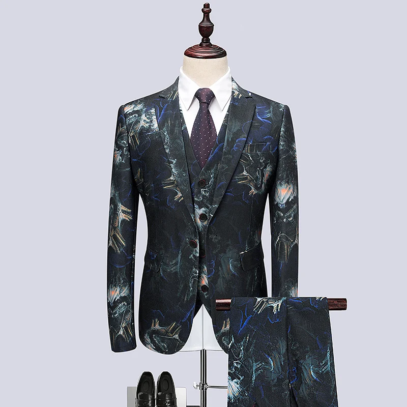 Men Suit 2018 New Classic Slim Fit Wedding Suits For Men floral Pattern Designs Print Stage Casual Mens Suits Set 3 Pcs
Men Suit 2018 New Classic Slim Fit Wedding Suits For Men floral Pattern Designs Print Stage Casual Mens Suits Set 3 Pcs