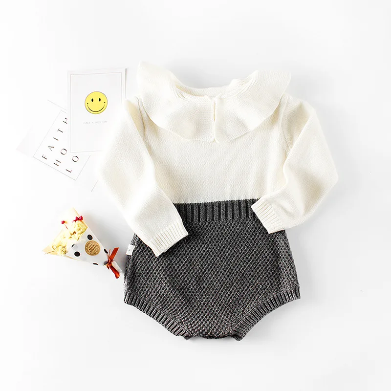 hot sale 2019 spring newborn baby girl doll collar knitted splicing romper jumpsuit autumn infantil crawling clothes dwq151
hot sale 2019 spring newborn baby girl doll collar knitted splicing romper jumpsuit autumn infantil crawling clothes dwq151